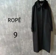 ロペ/ROPÉ ロングコート　アンゴラ混　M-L ゆったり　グレー系