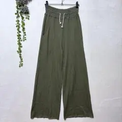 J2022ロデオクラウンズ✤未使用品✤ワイドパンツS〜M相当カーキ ウエストゴム