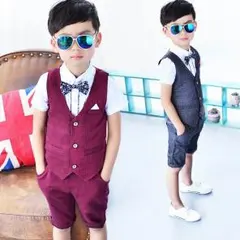 ★新品★フォーマル タキシード 4点セット 半袖  キッズ 蝶ネクタイ