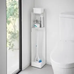 【山崎実業】tower スリムトイレラック ホワイト キャスターありのサムネイル