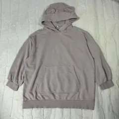 GU❣️ベージュピンク クマ耳 パーカー 7分袖✨️L✨️訳あり✨️