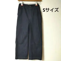 クロップド丈デニムパンツ★Sサイズ レディース ワイド ジーンズ ウエストゴム