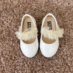 キッズ ベビー フォーマルシューズ 白 ホワイト お花 結婚式