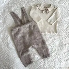 プティマイン ロンパース カバーオールセット ベージュ