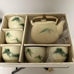 茶器5揃　湯呑み陶器製 伊良保　笹模様　モダン　最終価格