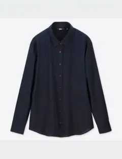 UNIQLO ユニクロ ☆ レーヨンブラウス 長袖 ネイビー L