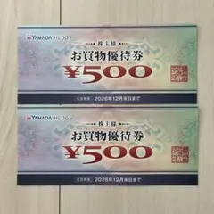 YAMADA HDGS. ヤマダ電機　お買物優待券 ¥500×2枚