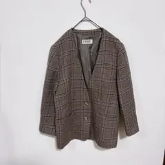 VINVERT バンベール　チェック柄ノーカラージャケット　13BR