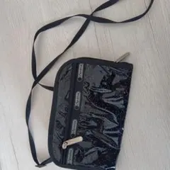 レスポートサックラメ入りブラックポーチ