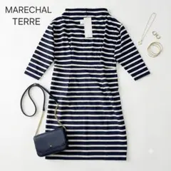 未使用　MARECHAL TERRE　ボーダー 七分袖 ワンピース　ボートネックのサムネイル