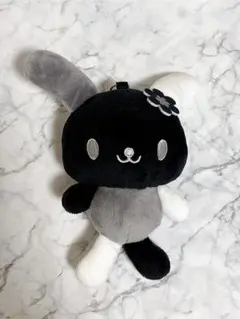 サンリオ アベイル ウサハナ マスコット ぬいぐるみ ブラック モノクロ 白黒