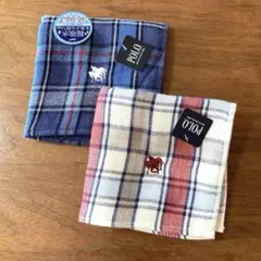 POLO チェック柄タオルハンカチ 2枚セット