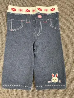ミキハウス ウサギ刺繍デニム風　スパッツ　90