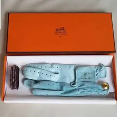 新品未使用 HERMES エルメス ゴルフ グローブ 左手 6.5 水色 セリエのサムネイル