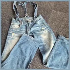 VENCE JEANS サスペンダーデニム ダメージ加工 Lサイズ レディースのサムネイル
