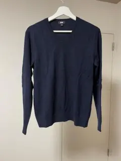 ユニクロ カシミヤセーター ネイビー Ｍサイズ Ｖネック