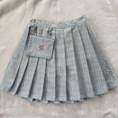 mezzopiano 水色チェック プリーツスカート