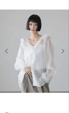 LOWRYSFARM フリルフードシャツ シアーブラウスのサムネイル
