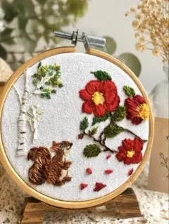 ハンドメイドミニ刺繍フレーム 風鈴と朝顔と茶トラ猫 - メルカリ