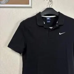 90s NIKE 紺タグ　スウォッシュ　ポロシャツ　ブラック　ナイキのサムネイル