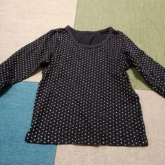 黒に白のドット柄長袖カットソー100センチ　西松屋
