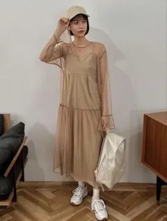 FRIFUL レディース メッシュ スプライス ドレス