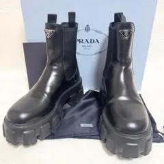 美品 PRADA プラダ モノリス ブラッシュドレザー ブーツ 23.5cm 黒のサムネイル