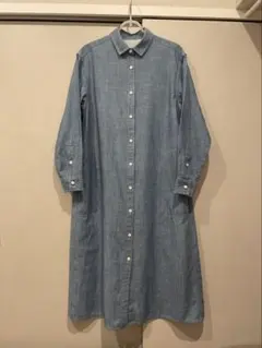 無印良品　デニムワンピース　余った素材を利用した長袖ワンピース