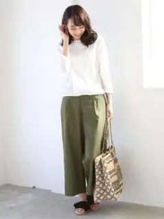 coen コーエン コットン リネンガウチョパンツ ワイドパンツ イージーパンツ