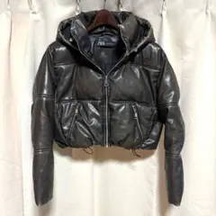 y063002 ZARA フェイクレザー パファージャケット ダウンジャケ XSのサムネイル
