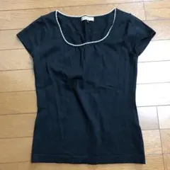 プロポーション　ニット　半袖　パール　黒