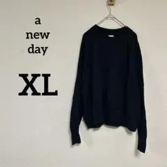 a new day 【XL】 ブラック 長袖 セーター ニット 黒 無地
