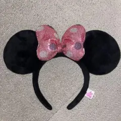 ディズニーカチューシャ ミニースパンコール ピンク