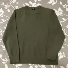 UNIQLOウォッシャブルストレッチミラノリブクルーネックセーター S オリーブ