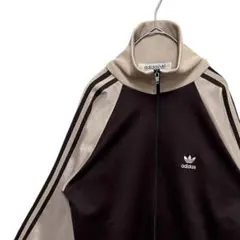 ◯【人気色‼️】80s adidasジャージ デサント製 ブラウン ベージュ 古着
