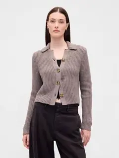 GAP 襟付き クロップド ニット カーディガン