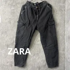ZARA キャロットカーゴパンツ　ブラックデニム　アンクル丈　テーパード