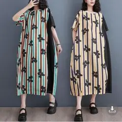 大きいサイズ レディース ワンピース　ロング　花柄　春夏 秋 新品 半袖