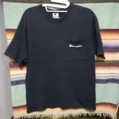 90s　チャンピオン　Tシャツ　青刺繍タグ　ポケット付き　USA製　ランタグ