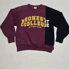 GU エンジ×ネイビー長袖プリントトレーナーサイズS