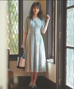 31 Sons de mode　美品　ストライプレースワンピース　ライトグリーン