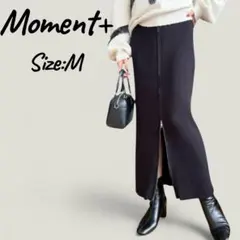 モーメントプラス　Moment+　 ブラック タイトスカート フロントジッパー