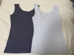 ジュエル　オーガニックコットン混ストレッチリブ編スクエアネックタンクトップ