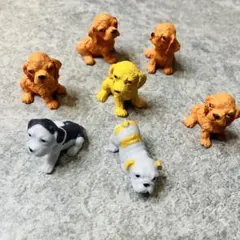 ミニフィギュア 7体セット 子犬　マスコット　おもちゃ　わんこ　ドック　ワンコ
