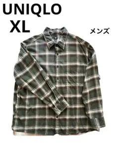 UNIQLOユニクロ　ネルシャツ　チェック　タータン　オリーブ色　カーキ　緑