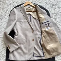 極美品　マリクレール　テーラードジャケット　シルク　パイピング　ベージュ　L