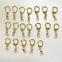 丸型キーホルダーパーツ金色19個セット【匿名配送】
