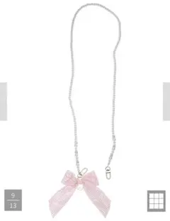 Maison de FLEUR チェックリボンラインストーンパールチェーン