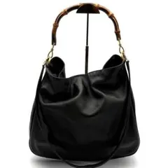 【極美品】GUCCI グッチ ワンショルダーバッグ バンブー レザー 黒のサムネイル