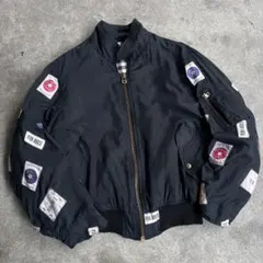 PINK HOUSE ジップ ブルゾン MA-1タイプ ワッペン 裏地チェック柄
